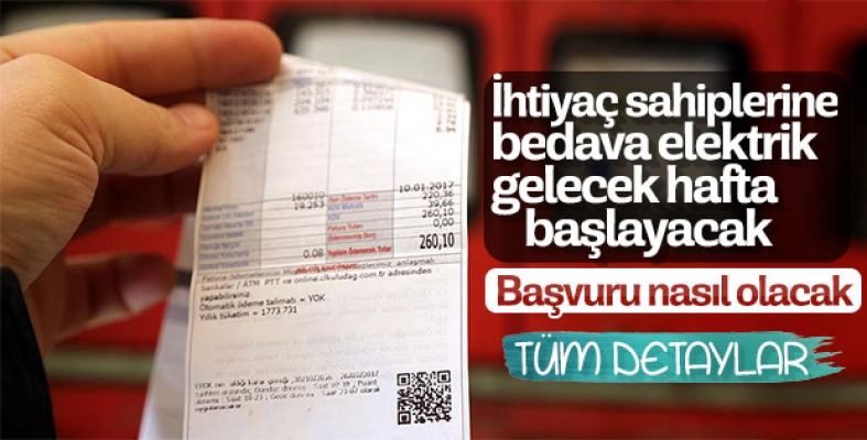 Elektrik yardımı gelecek hafta başlayacak