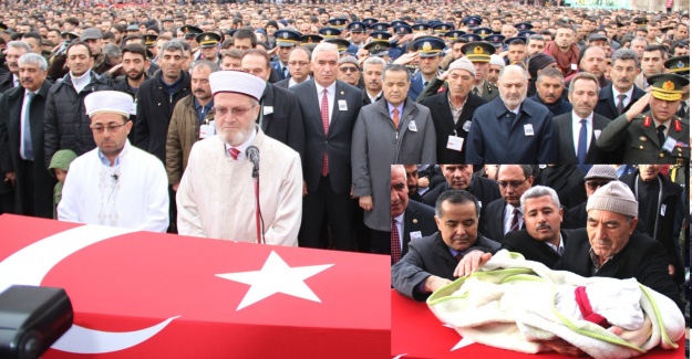Şehit Yıldız'ı son yolculuğuna kızı Ebrar Yaren uğurladı