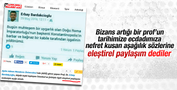 Hürriyet profesörün nefret suçuna eleştirel paylaşım dedi