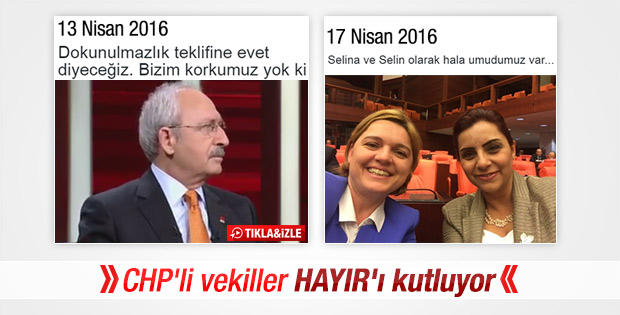 CHP&#39;li vekiller Hayır oylarını kutluyor