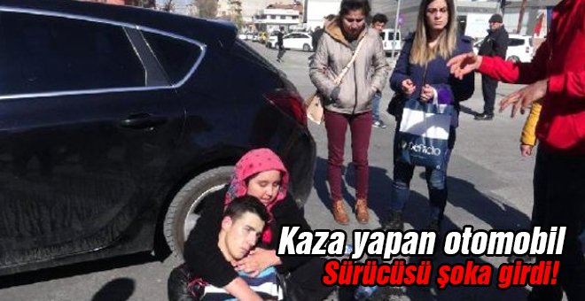 Kaza yapan otomobil sürücüsü şoka girdi