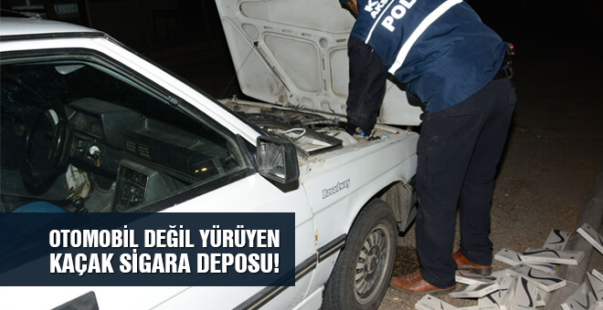 Otomobil değil yürüyen kaçak sigara deposu!