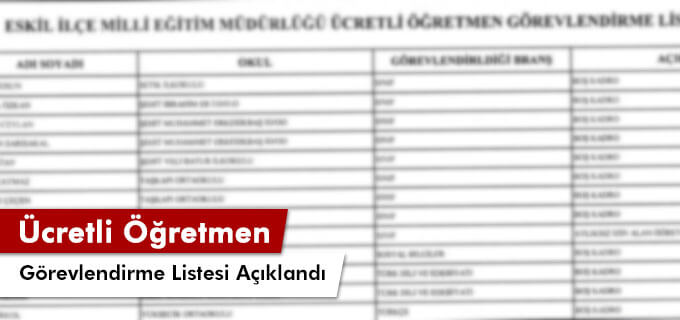 Ücretli Öğretmen görevlendirme listesi açıklandı